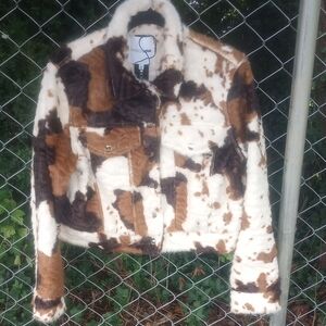 Fashion Nova Brown and White Faux Fur Coat